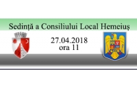 Ședintă ordinară a consiliului local în data 27 aprilie 2018 ,ora 11 ,00 in sala de sedinte a Primariei Hemeius